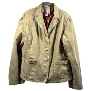 Old Navy Women's Corduroy Blazer Size 2X Beige Long Puff Sleeves Shoulder Pads